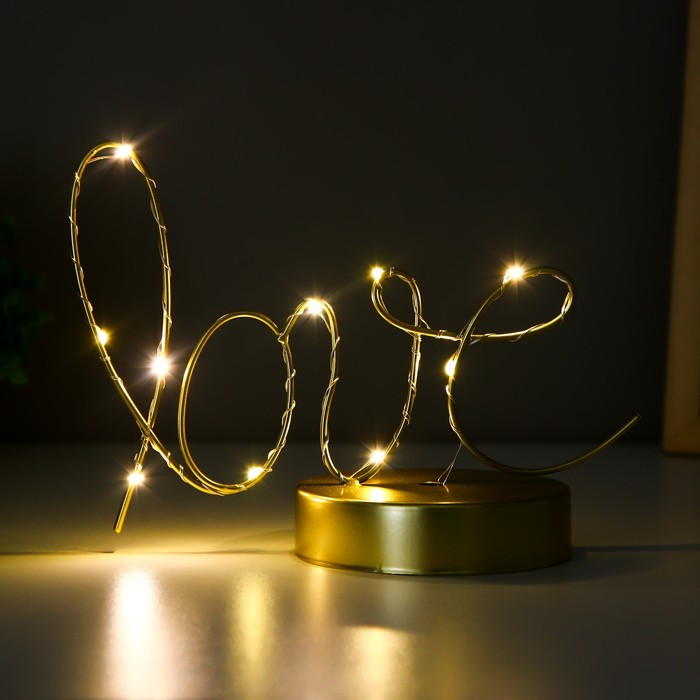 Ночник Ночник "Любовь" LED от батареек 3хАА золото 9,5х23х17,5 см RISALUX
