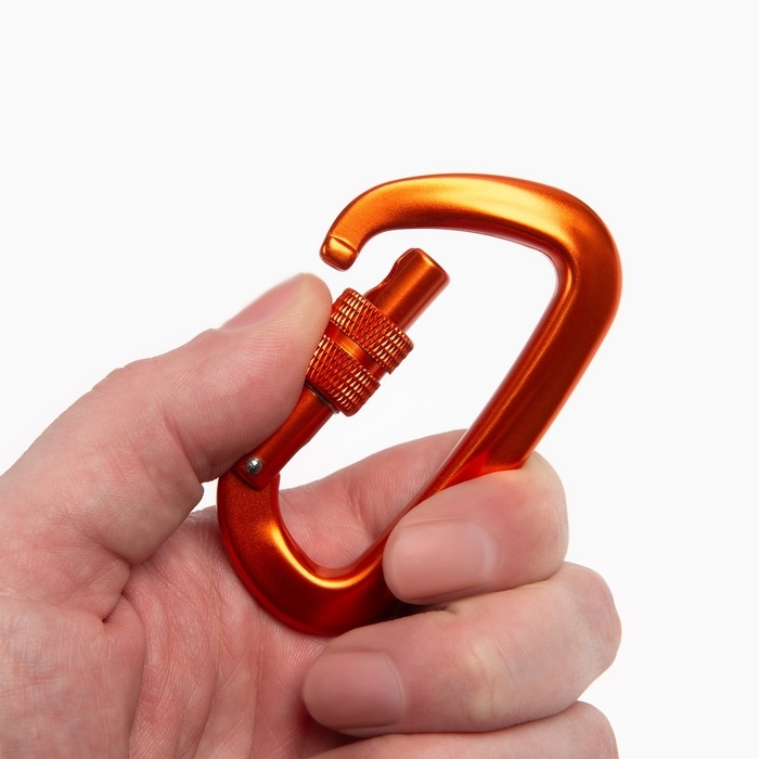 Карабин с муфтой, 8 х 4.5 см, 26 KN, оранжевый Карабин с муфтой, 8 х 4.5 см, 26 KN, оранжевый