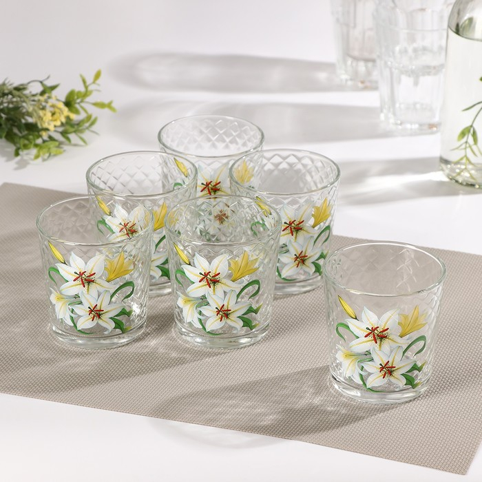Набор стаканов для коктейля «Букеты», 210 мл, 6 шт, рисунок МИКС Набор стаканов для коктейля «Букеты», 210 мл, 6 шт, рисунок МИКС