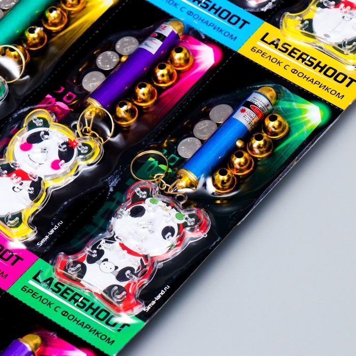 Фонарик лазер 5 насадок + игрушка Фонарик лазер 5 насадок + игрушка "Лабиринт" панда МИКС 17х7 см