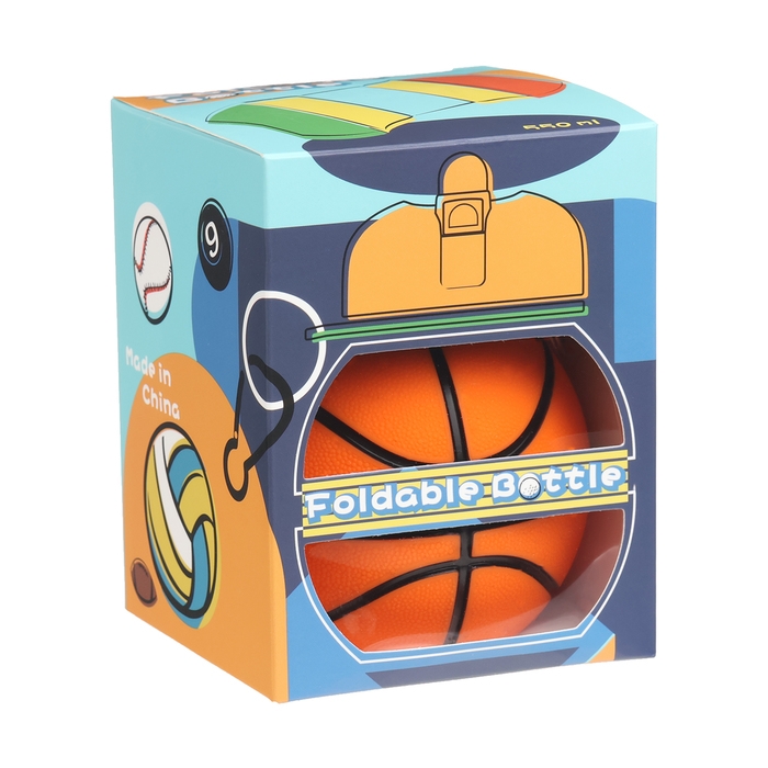 Бутылка для воды, 550 мл,  Бутылка для воды, 550 мл, "Баскетбольный мяч", складная, 18 х 8.7 см