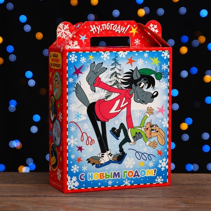 Новый год. Коробка подарочная складная Новый год. Коробка подарочная складная "Ну,погоди!" 17 х 7 х 25 см.
