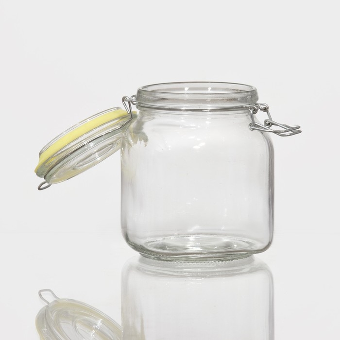 Банка стеклянная для сыпучих продуктов с бугельным замком &laquo;Радуга&raquo;, 900 мл, 12&times;11&times;15 см, цвет МИКС