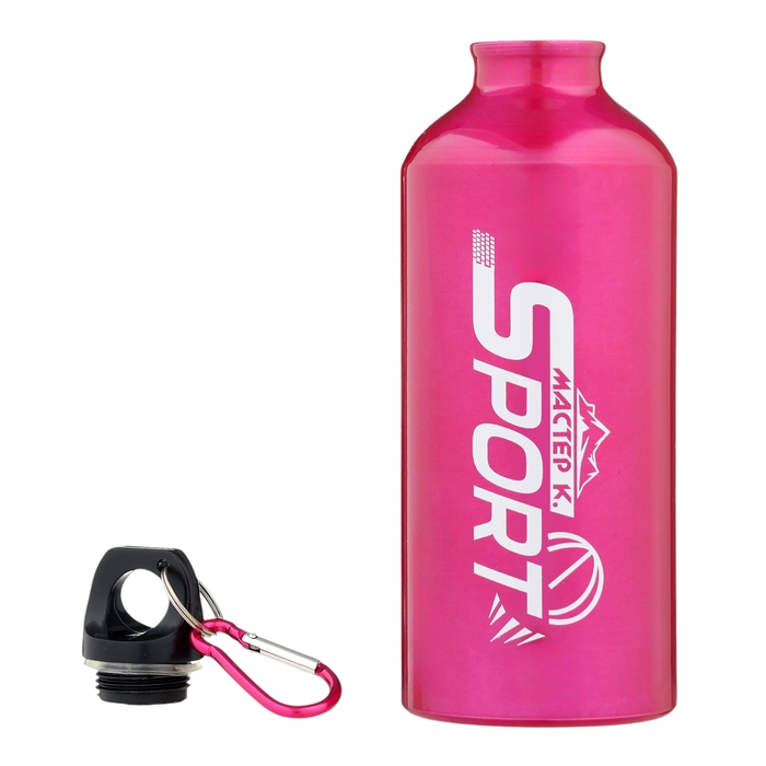 Бутылка для воды, 650 мл, Бутылка для воды, 650 мл, "Мастер К", 21 х 7 см, корпус из алюминия, розовая