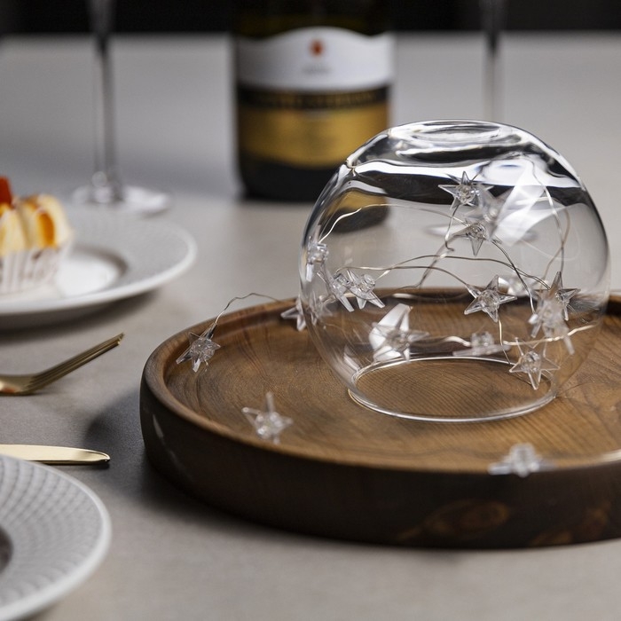 Гирлянда «Нить» 2 м роса с насадками «Звезда», IP20, серебристая нить, 20 LED, свечение белое, 2 режима, ААх2 Гирлянда «Нить» 2 м роса с насадками «Звезда», IP20, серебристая нить, 20 LED, свечение белое, 2 режима, ААх2