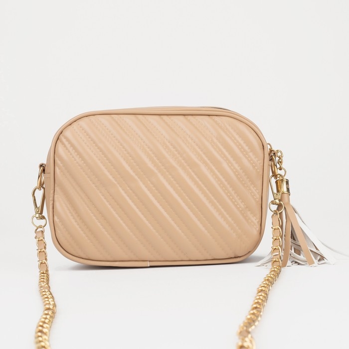 Сумка кросс-боди, отдел на молнии, длинный ремень, цвет бежевый Сумка кросс-боди, отдел на молнии, длинный ремень, цвет бежевый