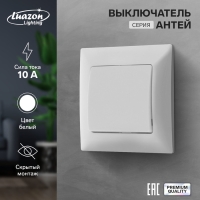 Выключатель Luazon Lighting "Антей", 10 А, 1 клавиша, скрытый, белый