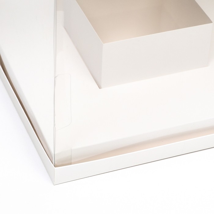 Коробка для цветов с вазой и PVC окнами, складная, 23 х 30 х 23 см, белый Коробка для цветов с вазой и PVC окнами, складная, 23 х 30 х 23 см, белый