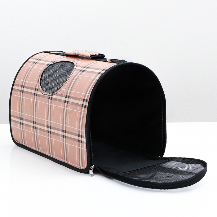 Сумка-переноска каркасная  Сумка-переноска каркасная "Клетка", размер M,  43 х 21 х 26 см, розовая