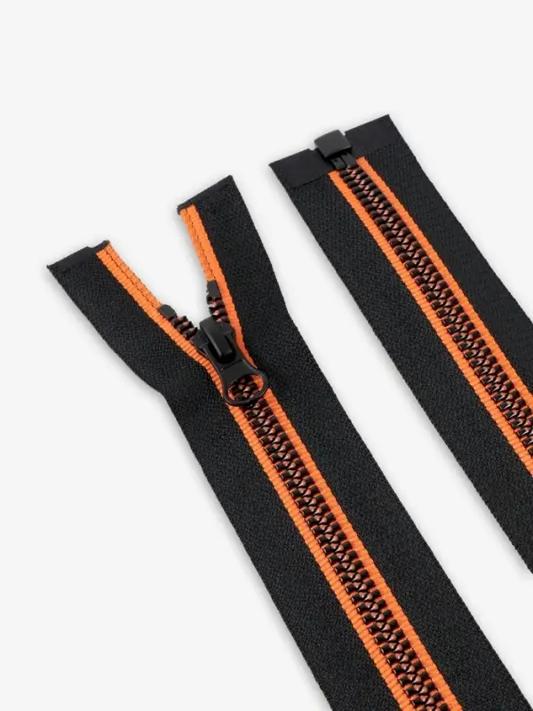 Молния &laquo;Трактор&raquo;, №5, разъёмная, замок автомат, 60 см, чёрная, оранжевая