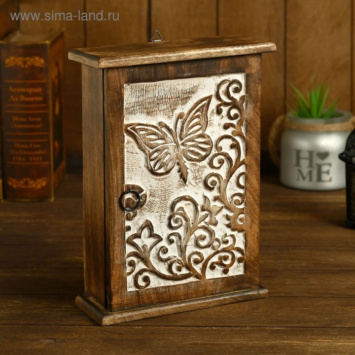 Ключница Ключница "Бабочка" дерево, светлая 28,5*21*9 см