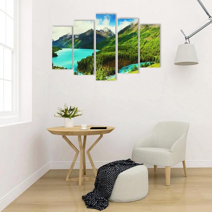 Картина модульная на подрамнике  Картина модульная на подрамнике "Озеро" 2-25*52 см, 2-25*66,5 см, 1-25*80 см   80*140 см