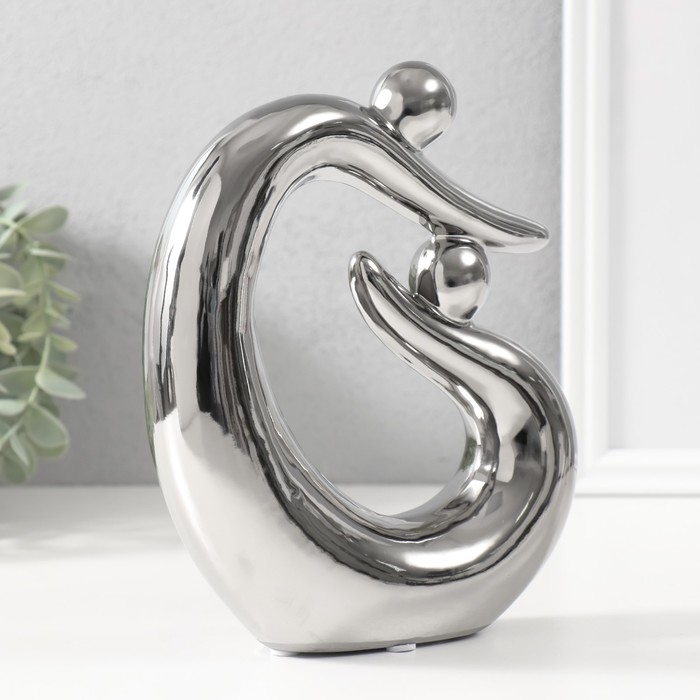 Сувенир керамика "Абстракция. Отцы и дети" серебро 17х5,5х19,5 см