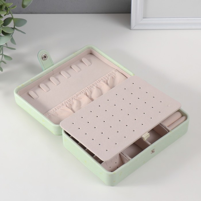 Шкатулка кожзам для украшений  Шкатулка кожзам для украшений "Зелёный подсолнух" 11х16х5,5 см