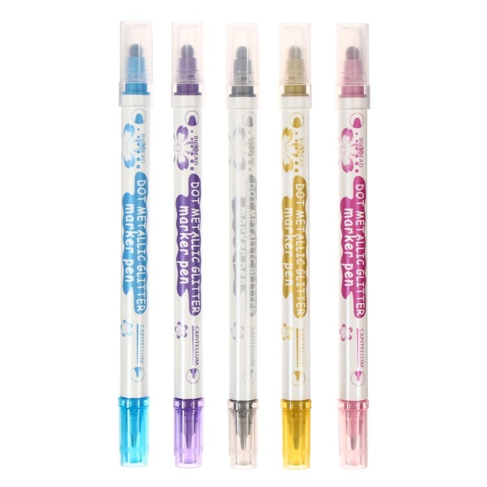 Набор маркеров, двусторонние, цвета металлик, 5 цветов Набор маркеров, двусторонние, цвета металлик, 5 цветов