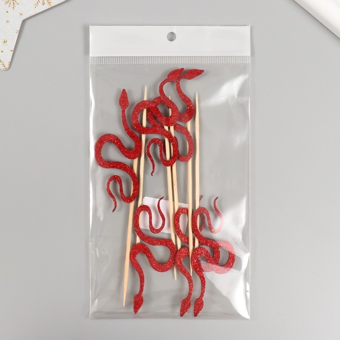 Новогодний топпер для творчества Новогодний топпер для творчества "Красная змея" 12.5 см (Новогодний набор 6 шт)