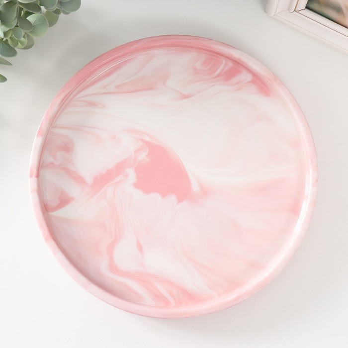 Подставка интерьерная керамика Подставка интерьерная керамика "Розовый мрамор" круг 25х25 см