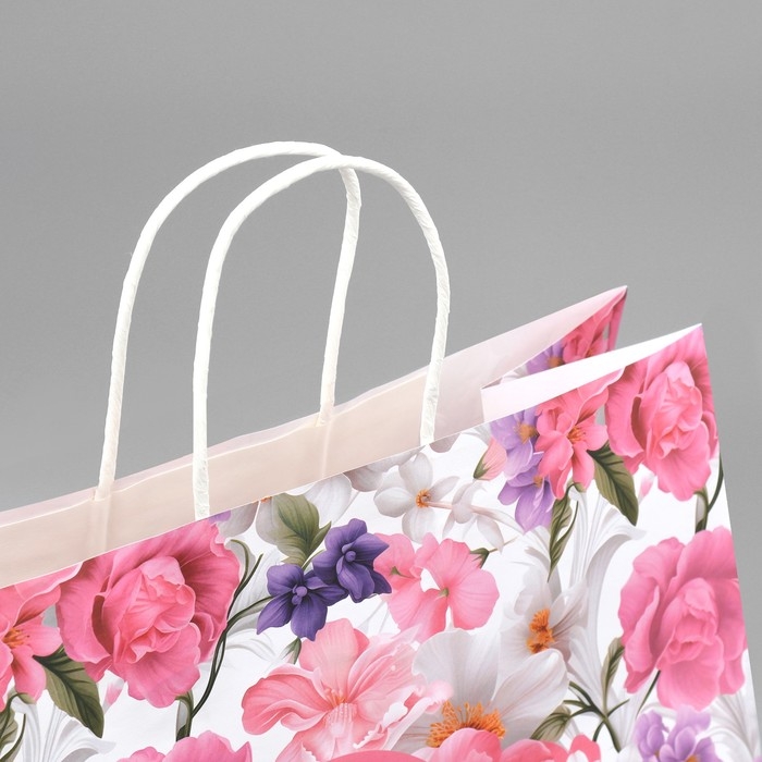 Пакет подарочный крафтовый, упаковка, «Подарок для тебя»,цветы, 32 х 28 х 15 см Пакет подарочный крафтовый, упаковка, «Подарок для тебя»,цветы, 32 х 28 х 15 см