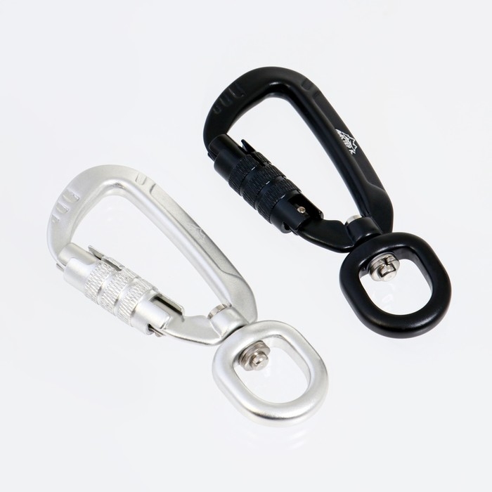 Карабин с байонетной муфтой и вертлюгом, 9х4 см, 400кг, микс Карабин с байонетной муфтой и вертлюгом, 9х4 см, 400кг, микс