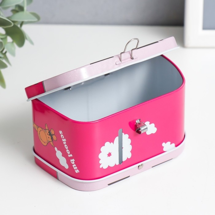 Копилка металл с замочком Копилка металл с замочком "Звери в автобусе" МИКС 11х5,5х6,7 см