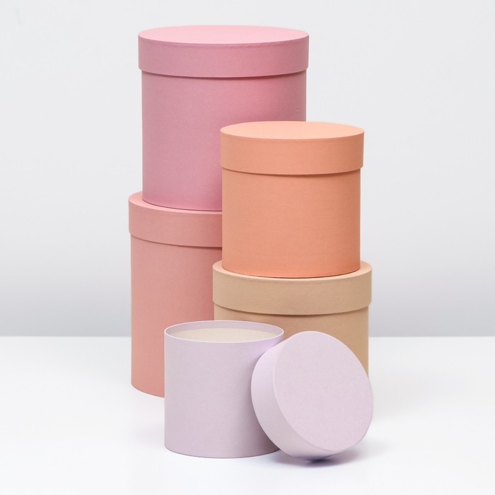 Набор круглых коробок 5 в 1  Набор круглых коробок 5 в 1 "Рассвет" 23 х 23 х 25 - 15 х 15 х 15 см