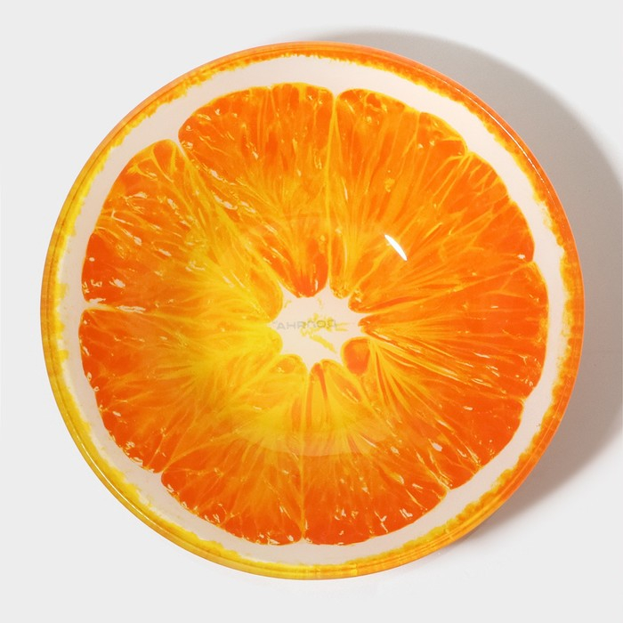 Набор тарелок стеклянных Доляна «Сочный апельсин», 19 предметов: 6 десертных тарелок, 6 обеденных тарелок, 6 мисок, салатник Набор тарелок стеклянных Доляна «Сочный апельсин», 19 предметов: 6 десертных тарелок, 6 обеденных тарелок, 6 мисок, салатник