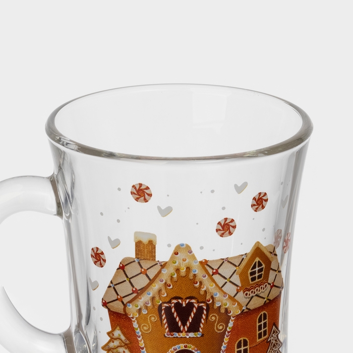 Кружка стеклянная для глинтвейна «Пряничный домик», 200 мл Кружка стеклянная для глинтвейна «Пряничный домик», 200 мл