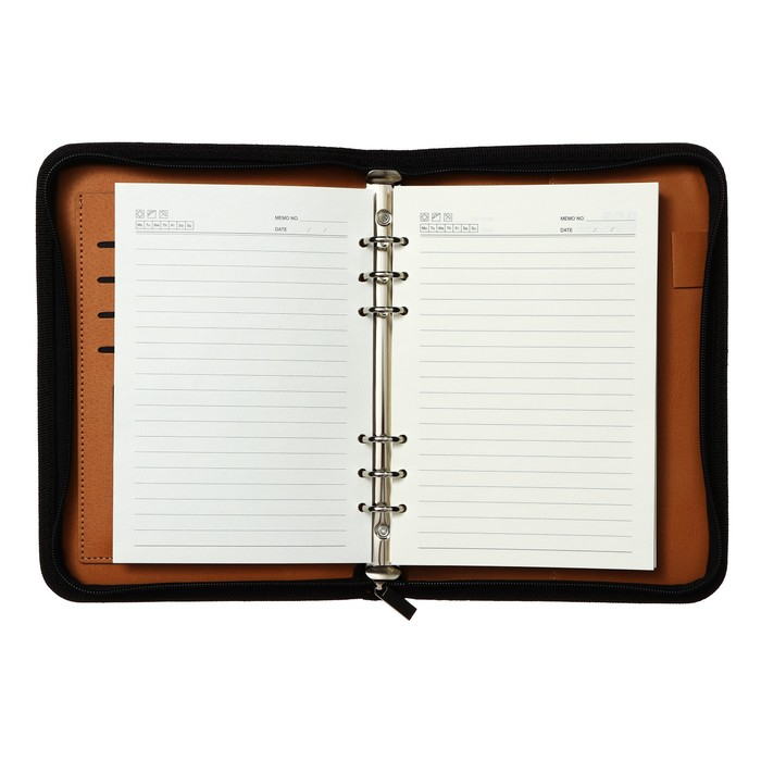 Органайзер на кольцах А5, 100 листов в линейку, с калькулятором, на молнии, чёрный Органайзер на кольцах А5, 100 листов в линейку, с калькулятором, на молнии, чёрный