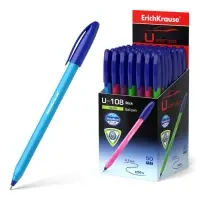 Ручка шариковая ErichKrause U-108 Neon Stick, узел 1.0 мм, чернила синие, супермягкое письмо, длина линии письма 1000 метров, МИКС