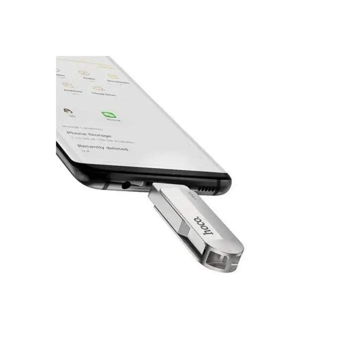Флешка OTG Hoco UD10 Wise, 64 ГБ, USB 3.0, USB/Type-C, чтение до 120 Мб/с, запись до 30 Мб/с, металл