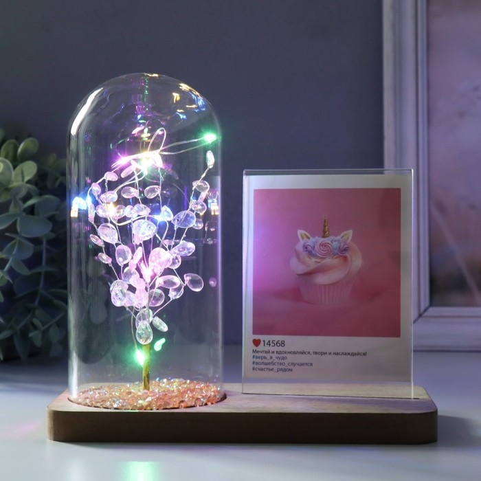 Фоторамка дерево 9х13 см с подсветкой Фоторамка дерево 9х13 см с подсветкой "Розовое деревце" от батареек 2хLR1130 19х9х18,5 см