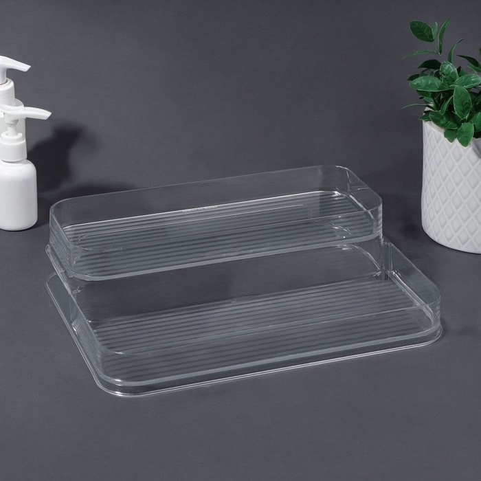 Органайзер для хранения, 2 секции, 26,5 × 20,5 × 6,6 см, цвет прозрачный