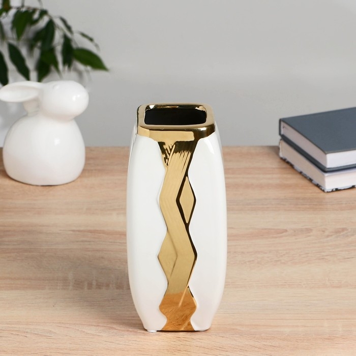 Керамическая ваза декоративная настольная «Эстер», для цветов, сухоцветов, 22 см, белый Керамическая ваза декоративная настольная «Эстер», для цветов, сухоцветов, 22 см, белый