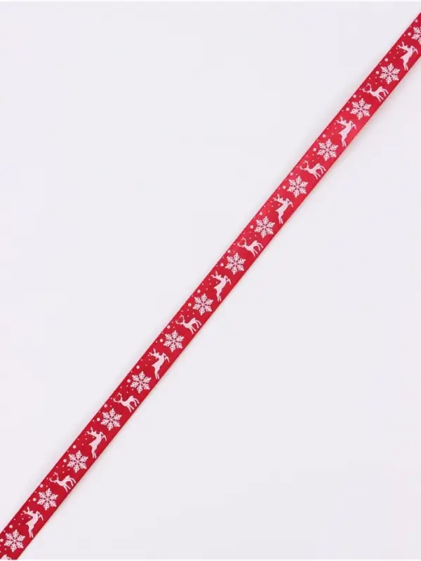 Лента атласная &laquo;Олени&raquo;, 1.5 см &times; 23&plusmn;1 м, красная