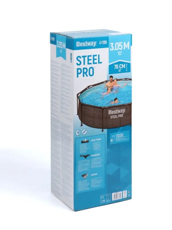 Бассейн каркасный Steel Pro, 305&times;76 см, с фильтр-насосом, круглый, 561JF Bestway