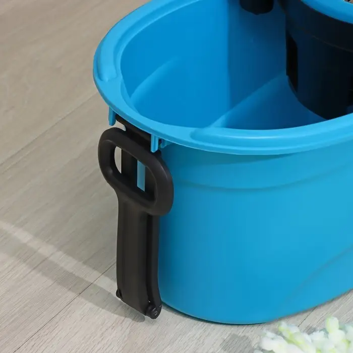 Швабра с отжимом Доляна: ведро с металлической центрифугой, 18 л, запасная насадка из микрофибры, синяя