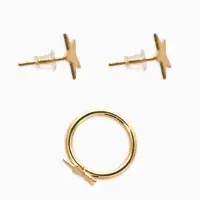 Набор детский &laquo;Выбражулька&raquo; космос, 3 предмета: бусы, пусеты, кольцо, цвет розово-золотой