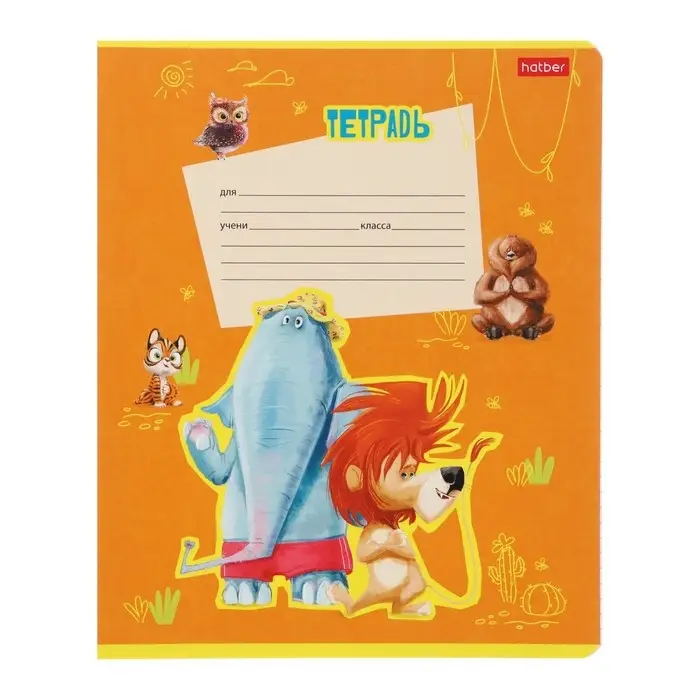 Тетрадь 12 листов в клетку на скрепке Happy ZOO, МИКС