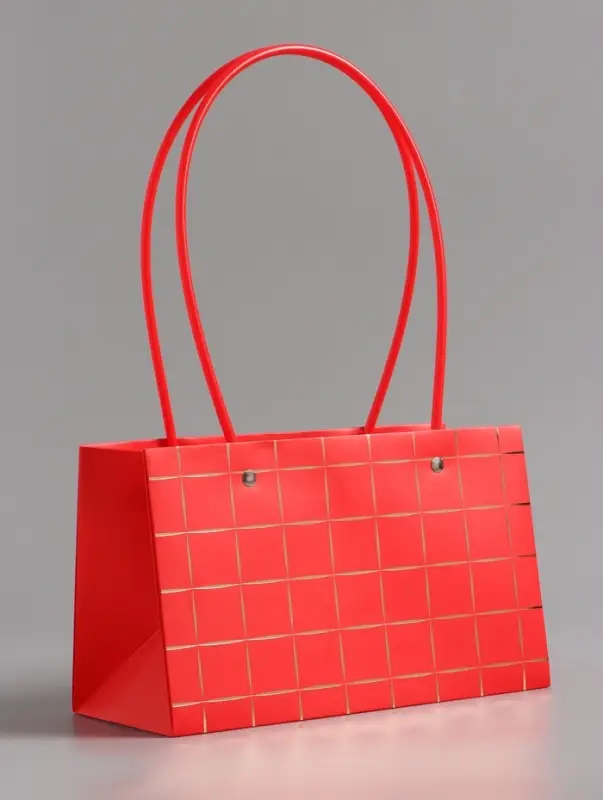 Сумка переноска для цветов, влагостойкая, красная. с тиснением, 22&times;10.5&times;13.5&plusmn;5% см