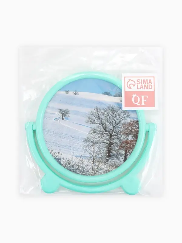 Зеркало настольное, с рамкой для фото, d=18.5 см, (d=13.5 см), МИКС