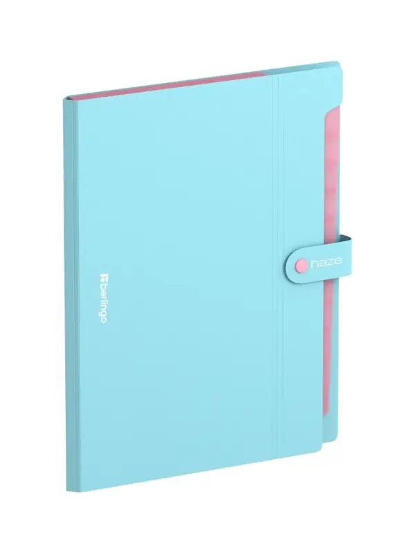 Папка А4 Haze, 12 отделений, 600 мкм, на кнопке, голубая