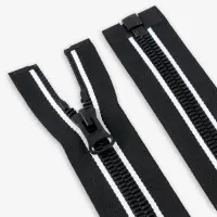 Молния &laquo;Трактор&raquo;, №8, разъёмная, замок автомат, 60 см, с белыми полосками, чёрная