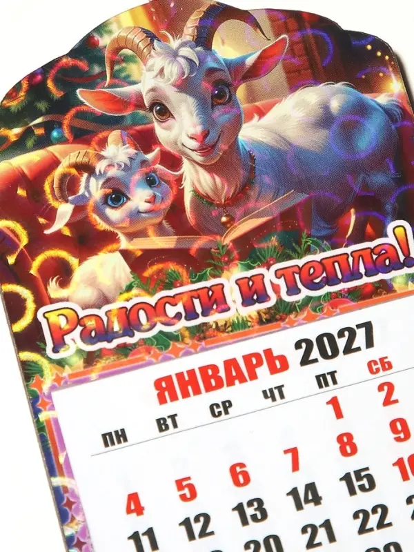 Магнит новогодний календарь отрывной 2027 &laquo;Радости и тепла!&raquo; 6.5&times;10 см