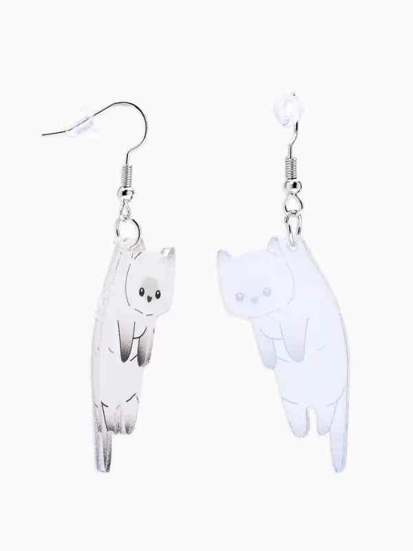 Серьги акриловые &laquo;Котики&raquo;, бело-серые