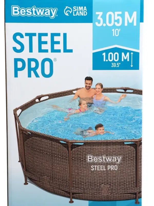 Бассейн каркасный Steel Pro, 305&times;100 см, круглый, цвет ротанг, 5617P Bestway