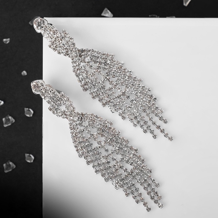 Клипсы «Вечеринка» переплетения, цвет белый в серебре