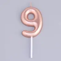 Свеча в торт &laquo;Европейская&raquo;, цифра 9, 6 см, розовое золото