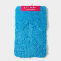 Коврики для ванной и туалета Доляна &laquo;Пушистик&raquo;, 2 шт., 40&times;50, 50&times;80 см голубые