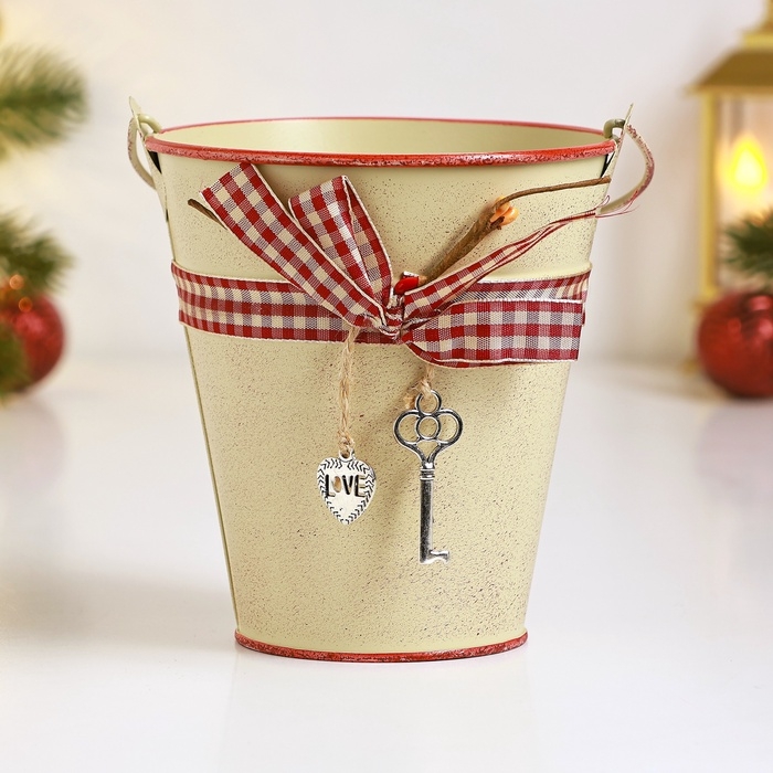 Кашпо Кашпо "Ведерко Рустад" бежевое, 12х12х13см