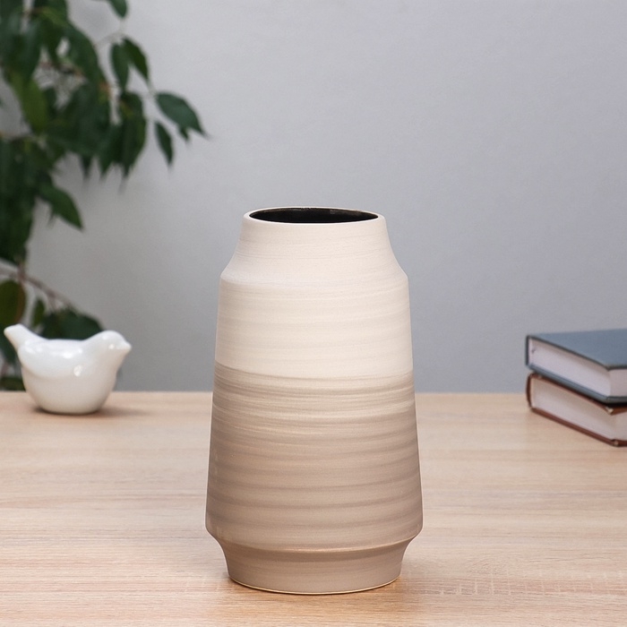 Ваза керамика настольная Ваза керамика настольная "Каспар" 18х11 см, бело-коричневый